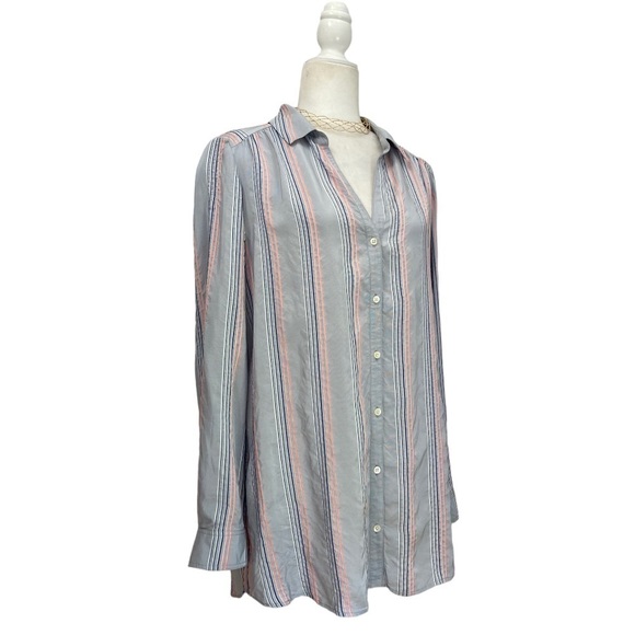 Thakoon Silk Blend Striped Button Front Blouse - Picture 2 of 12